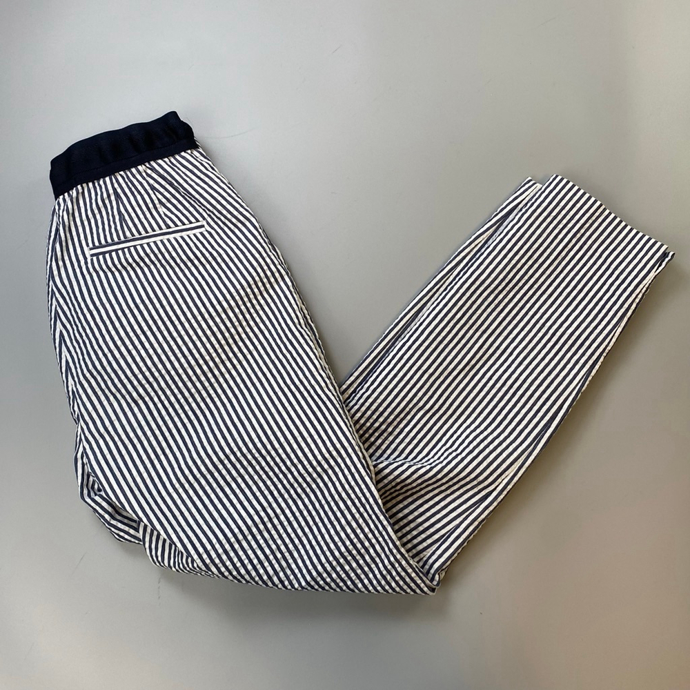 Zara Navy and White Striped Trousers